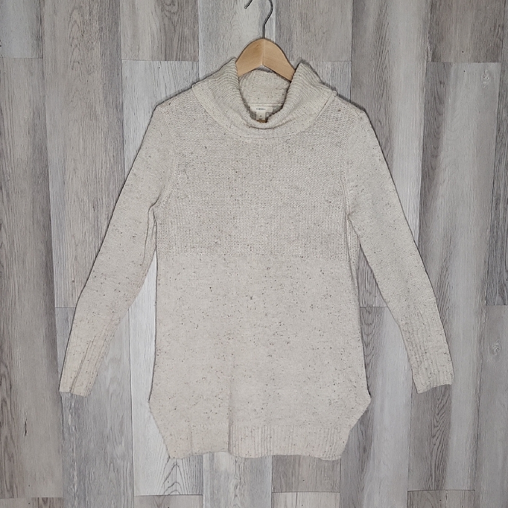 Caslon Womens XS Wool Blend Knit Sweater‎ Tunic Oversized Relaxed Mock Neck